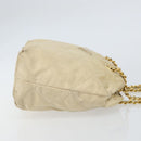 PRADA Chain Shoulder Bag Nylon Beige Gold Auth 163384-3