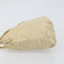PRADA Chain Shoulder Bag Nylon Beige Gold Auth 163384-4