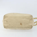 PRADA Chain Shoulder Bag Nylon Beige Gold Auth 163384-5