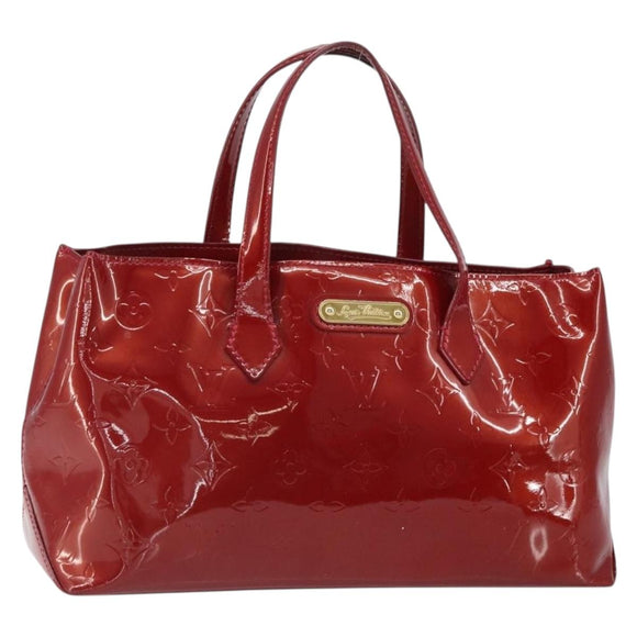 LOUIS VUITTON Vernis Wilshire PM Hand Bag Pomme D'amour M93642 LV Auth 163391