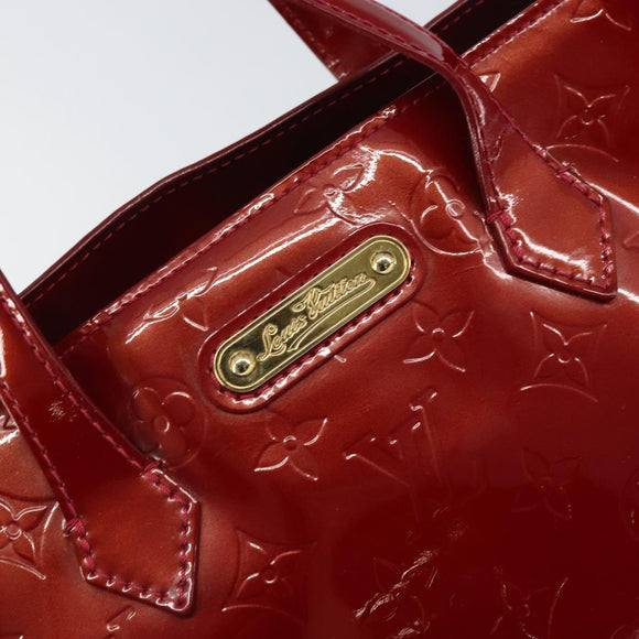 LOUIS VUITTON Vernis Wilshire PM Hand Bag Pomme D'amour M93642 LV Auth 163391