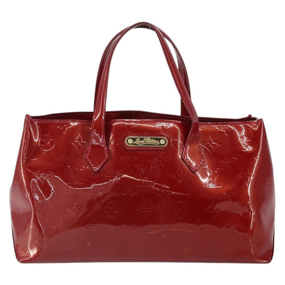LOUIS VUITTON Vernis Wilshire PM Hand Bag Pomme D'amour M93642 LV Auth 163391