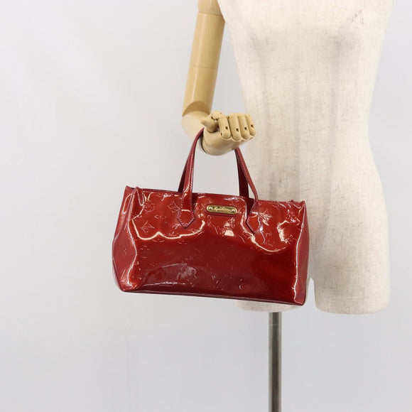 LOUIS VUITTON Vernis Wilshire PM Hand Bag Pomme D'amour M93642 LV Auth 163391