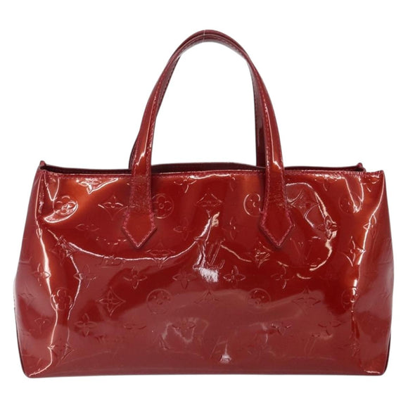 LOUIS VUITTON Vernis Wilshire PM Hand Bag Pomme D'amour M93642 LV Auth 163391