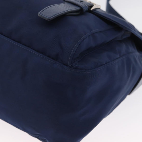 PRADA Shoulder Bag Nylon Navy Silver Auth 163395