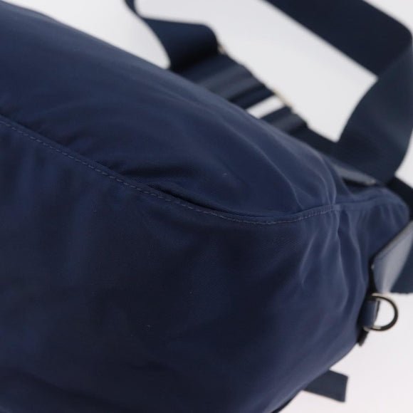 PRADA Shoulder Bag Nylon Navy Silver Auth 163395