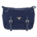 PRADA Shoulder Bag Nylon Navy Silver Auth 163395-2