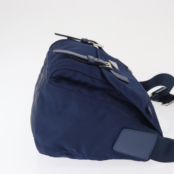 PRADA Shoulder Bag Nylon Navy Silver Auth 163395