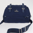 PRADA Shoulder Bag Nylon Navy Silver Auth 163395-6