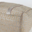 FENDI Zucchino Canvas Boston Bag Silver Auth 163401-15