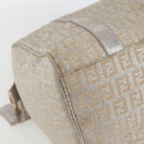 FENDI Zucchino Canvas Boston Bag Silver Auth 163401-16