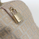 FENDI Zucchino Canvas Boston Bag Silver Auth 163401-18