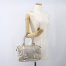 FENDI Zucchino Canvas Boston Bag Silver Auth 163401-24