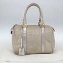 FENDI Zucchino Canvas Boston Bag Silver Auth 163401-12