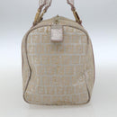 FENDI Zucchino Canvas Boston Bag Silver Auth 163401-4