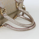 FENDI Zucchino Canvas Boston Bag Silver Auth 163401-7