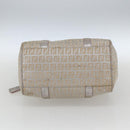 FENDI Zucchino Canvas Boston Bag Silver Auth 163401-5