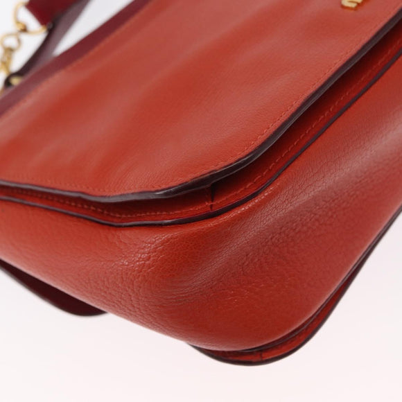 Miu Miu Handtasche Leder 2-Wege Rot Gold Auth 163402