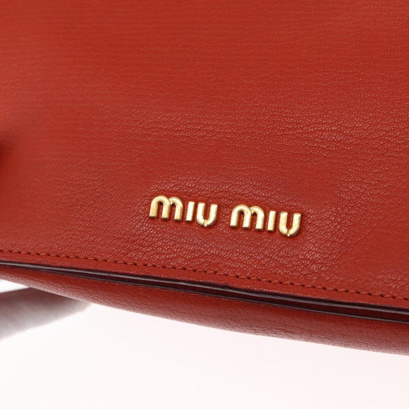 Miu Miu Handtasche Leder 2-Wege Rot Gold Auth 163402