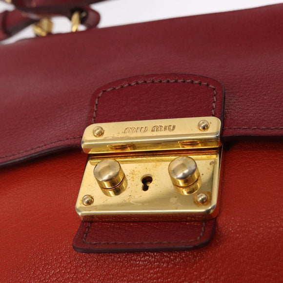 Miu Miu Handtasche Leder 2-Wege Rot Gold Auth 163402