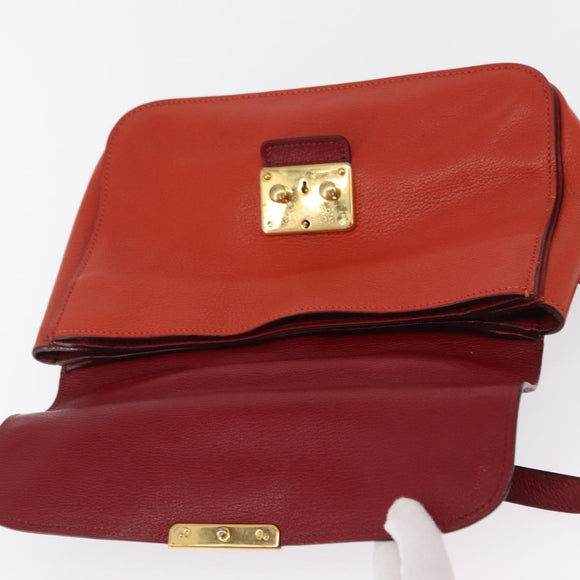 Miu Miu Handtasche Leder 2-Wege Rot Gold Auth 163402