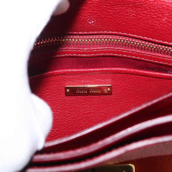 Miu Miu Handtasche Leder 2-Wege Rot Gold Auth 163402