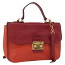 Miu Miu Handtasche Leder 2-Wege Rot Gold Auth 163402-1