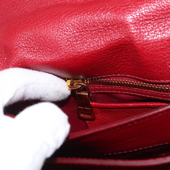 Miu Miu Handtasche Leder 2-Wege Rot Gold Auth 163402
