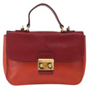 Miu Miu Handtasche Leder 2-Wege Rot Gold Auth 163402-13
