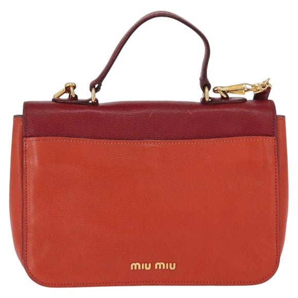 Miu Miu Handtasche Leder 2-Wege Rot Gold Auth 163402