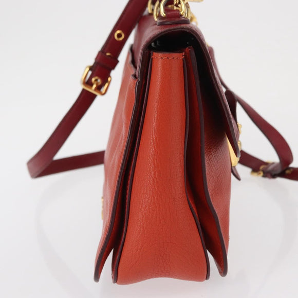 Miu Miu Handtasche Leder 2-Wege Rot Gold Auth 163402