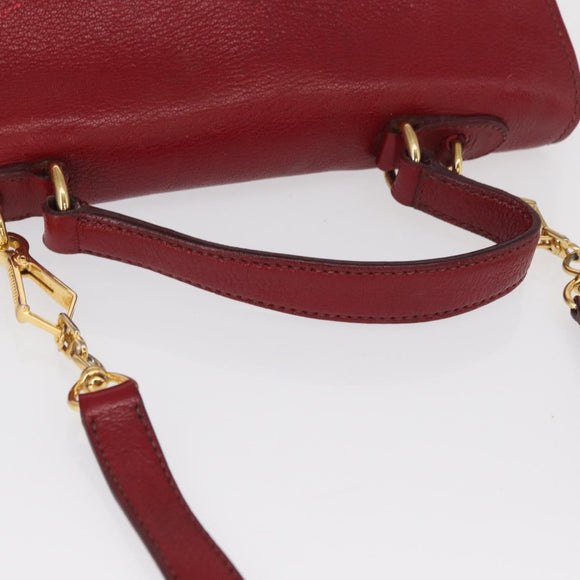 Miu Miu Handtasche Leder 2-Wege Rot Gold Auth 163402