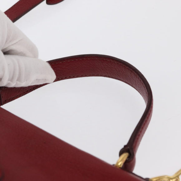 Miu Miu Handtasche Leder 2-Wege Rot Gold Auth 163402