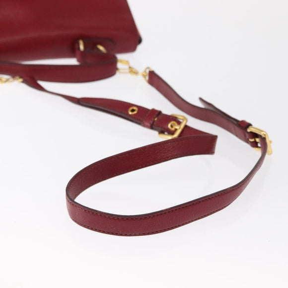 Miu Miu Handtasche Leder 2-Wege Rot Gold Auth 163402