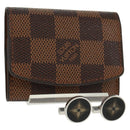 LOUIS VUITTON Damier Ebene Buton De Manchette Fleur Case M65055 LV Auth 163407V-1
