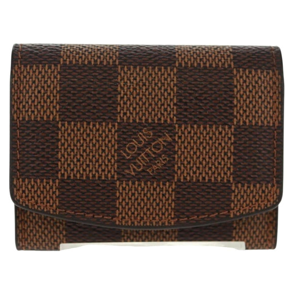 LOUIS VUITTON Damier Ebene Buton De Manchette Fleur Case M65055 LV Auth 163407V