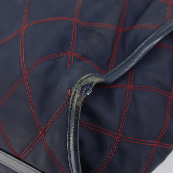 PRADA Hand Bag Nylon Navy Gold Auth 163420