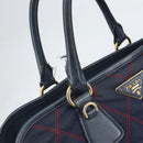 PRADA Hand Bag Nylon Navy Gold Auth 163420-10