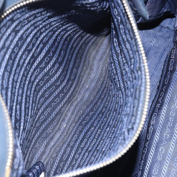 PRADA Hand Bag Nylon Navy Gold Auth 163420