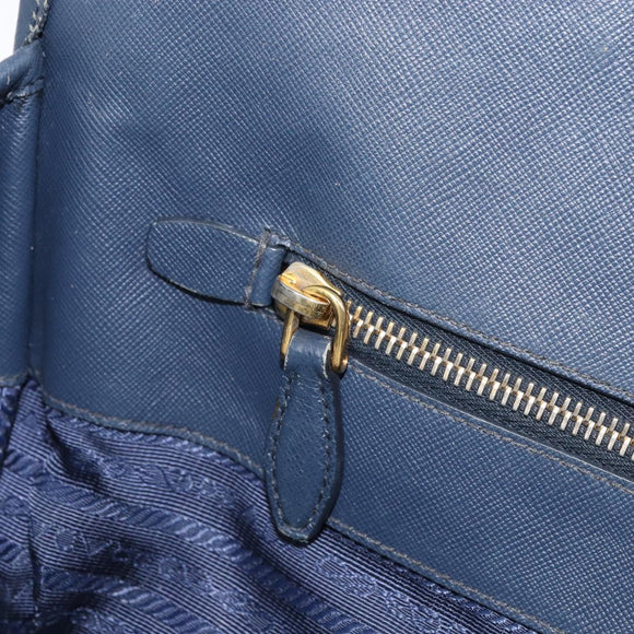 PRADA Hand Bag Nylon Navy Gold Auth 163420