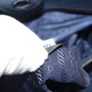 PRADA Hand Bag Nylon Navy Gold Auth 163420-12