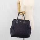 PRADA Hand Bag Nylon Navy Gold Auth 163420-25