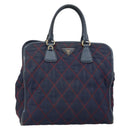 PRADA Hand Bag Nylon Navy Gold Auth 163420-13