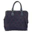PRADA Hand Bag Nylon Navy Gold Auth 163420-2