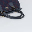 PRADA Hand Bag Nylon Navy Gold Auth 163420-7