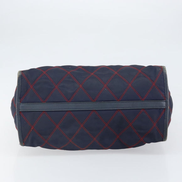 PRADA Hand Bag Nylon Navy Gold Auth 163420