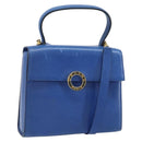 CELINE Circle Hand Bag Leather 2way Blue Gold Auth 163422-1