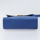 CELINE Circle Hand Bag Leather 2way Blue Gold Auth 163422-5