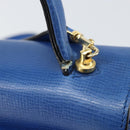 CELINE Circle Hand Bag Leather 2way Blue Gold Auth 163422-10