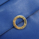 CELINE Circle Hand Bag Leather 2way Blue Gold Auth 163422-20